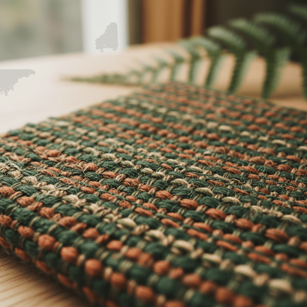 A warm, artisanal rustic aesthetic detail shot of the Eco-Flicker overgrip material