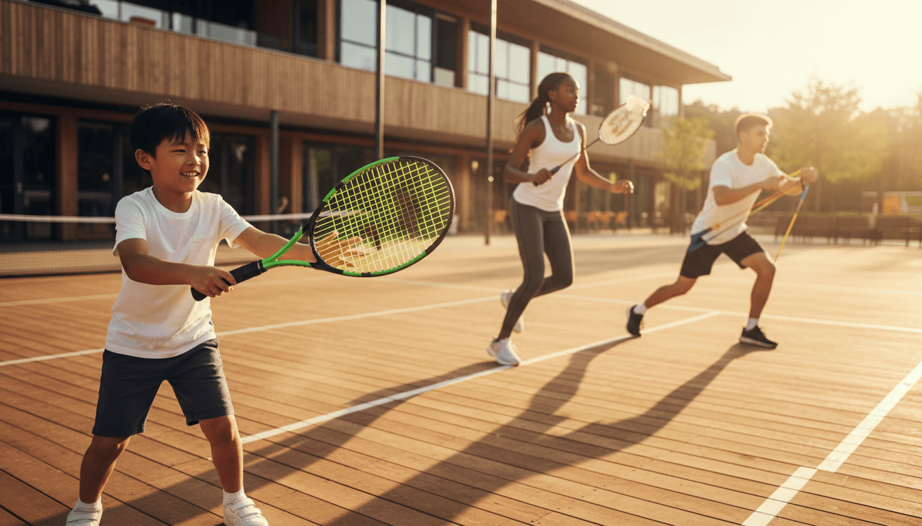 Young athletes using overgrips during active sports play in natural daylight